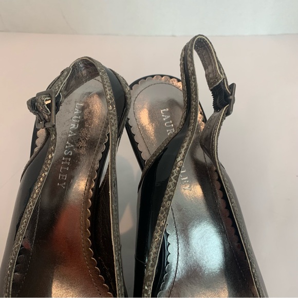 LAURA ASHLEY black/grey patent slingback heels in size 11 brand new, never worn - Picture 3 of 13